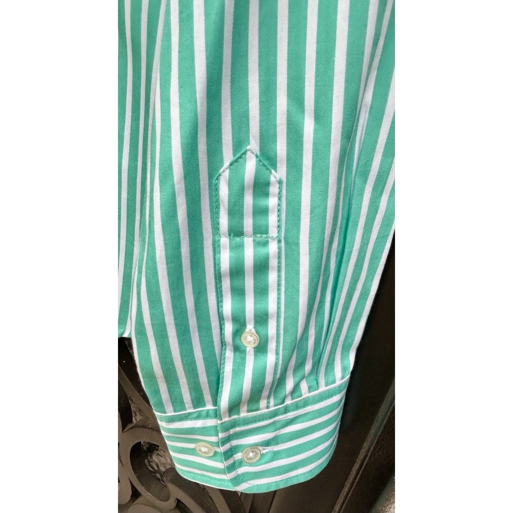Jones New York Signature NWT Seafoam Green White Striped Button Shirt Medium M - Picture 6 of 11